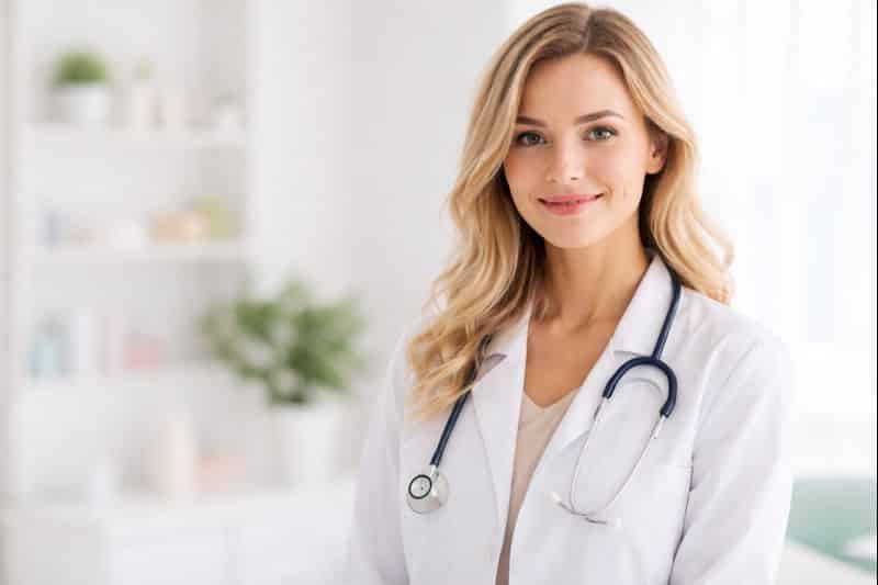 Doctor smiling during a patient consultation